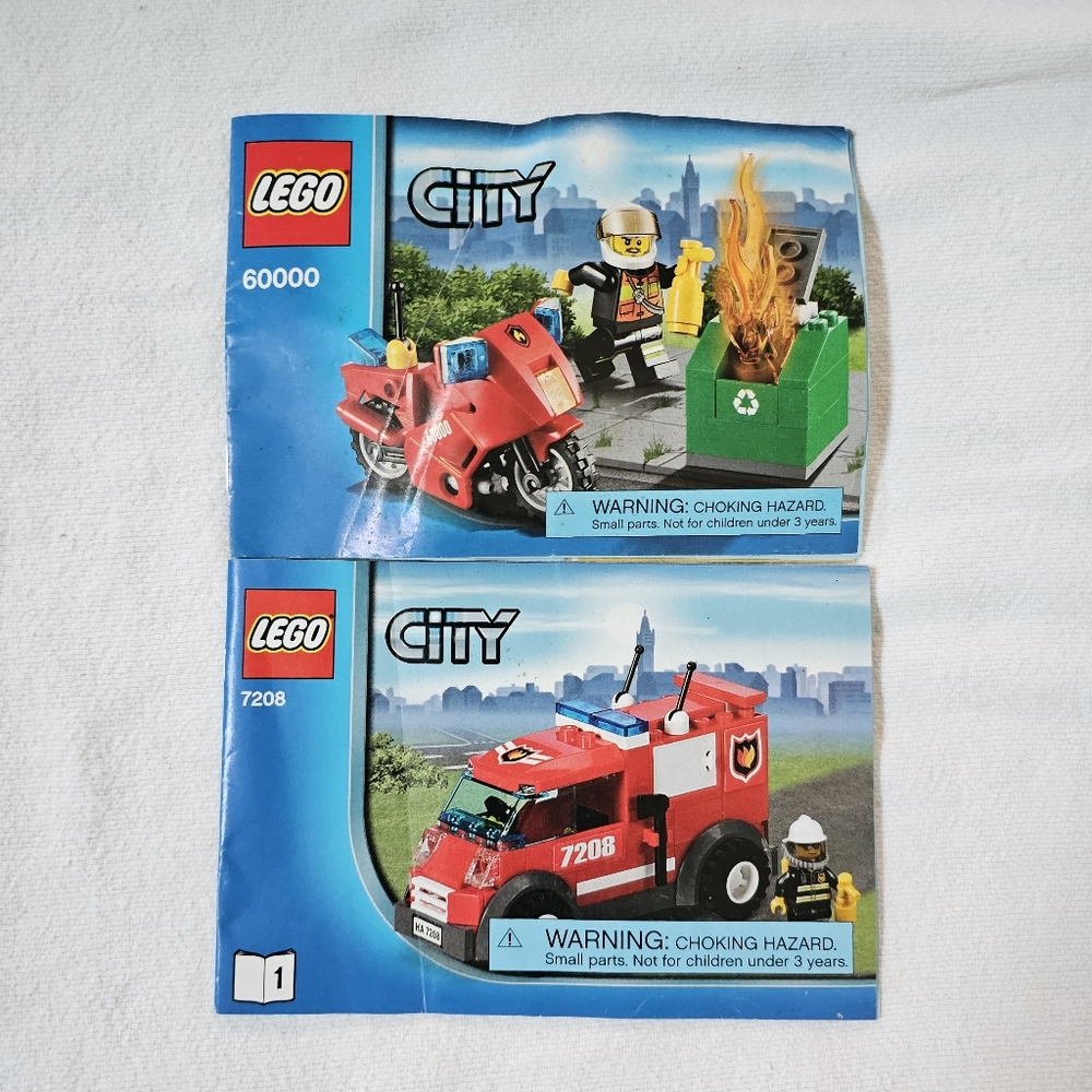LEGO City 7208 & 60000 Fire Fighter Vehicles Instruction Manual Only